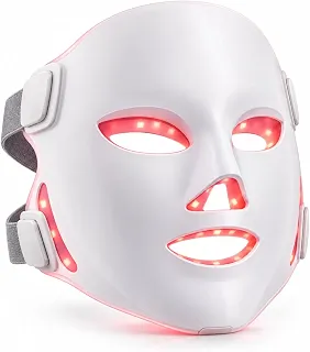 Máscara Facial LED 7 Cores com 90 LEDs, Recarregável e Sem Fio, Terapia de Luz para Rotina de Skincare, Silicone Flexível, Uso em Casa e Viagem