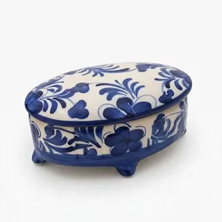 Porta Objetos/Porta Joias Decorativo Oval em Cerâmica Artesanal