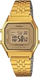 Relógio feminino retrô digital dourado tamanho médio LA-680WGA-9DF, Preto, Vestido