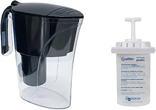 Kit Jarra Purificadora água filtro preta 1,5 Litros Inmetro Vela