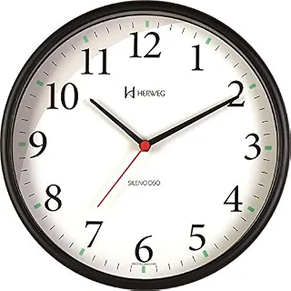 Relógio de Parede Silencioso Redondo Preto Herweg 6126S-34