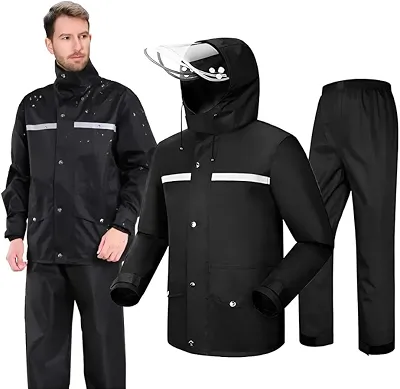 Capa de Chuva para Moto com Jaqueta + Calça Refletiva Impermeável – Motoqueiro, Ciclismo e Entregadores – Alta Visibilidade e Proteção Completa– Tamanho XXG 175-180cm 75-90kg