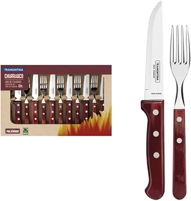 Tramontina Jogo 12 Peças Churrasco Inox Polywood Vermelho
