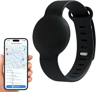 Pulseira Rastreadora GPS Infantil, Localizador Anti-Perda para Crianças, Idosos e Pets, Air tag, Compatível com Android e iOS (Preto)