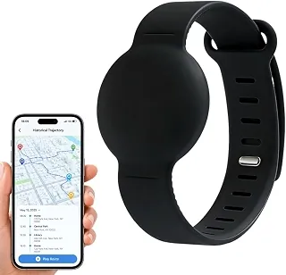Pulseira Rastreadora GPS Infantil, Localizador Anti-Perda para Crianças, Idosos e Pets, Air tag, Compatível com Android e iOS (Preto)