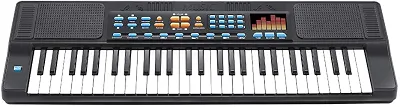 Teclado Infantil com Microfone 54 Teclas HS5460A 70cm, DM Toys, Preto, DMT5700