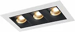 Spot Embutir LED Triplo 3 Focos 6W Bivolt 4000K Luz Neutra Quadrado Linear Branco/Preto Direcionável Para Gesso