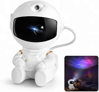 Projetor de Galáxia Astronauta Branco com Controle Remoto e Temporizador, Luz Noturna de Estrelas e Nebulosa para Teto e Parede, Decoração para Quarto, Festa e Presente