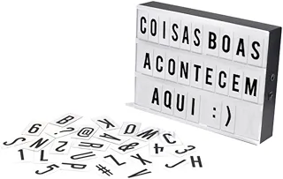 Luminária Letreiro De Led Quadro Light Box Painel A4 Usb Personalizado + 96 Letras Cinema Loja Festa Decorativo Casa - TYDA