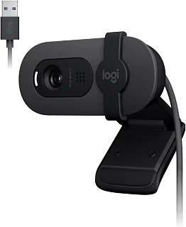 Webcam Full HD Logitech Brio 100 com Microfone Integrado, Proteção de Privacidade, Correção Automática de Luz,Câmera Web para Monitor - Grafite