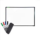 Quadro Branco Lousa Branca 120x80cm Moldura MDF Preta + 4 Canetas Coloridas e Apagador para Home Office Escritório Sala de Estudo e Uso Infantil