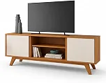 Rack Turim Para TV de até 50 Polegadas Com 02 Portas e Pés Madeira Sala Nicho Divisórias Cedro/OFF