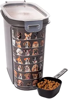Porta Ração Alto com Tampa Hermética e Dosador 4 L Cachorros Plasútil