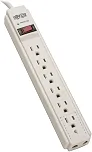 Tripp Lite 6 Protetor de saída contra picos de energia cabo de 60 cm e garantia de 2.500 dólares (TLP602), fio de 1,2 m + TEL, Cinza, 4-ft. Cord