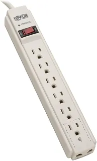 Tripp Lite 6 Protetor de saída contra picos de energia cabo de 60 cm e garantia de 2.500 dólares (TLP602), fio de 1,2 m + TEL, Cinza, 4-ft. Cord