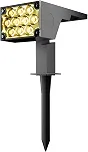 Luminária Spot Solar (2ª Geração) de Longo Alcance Espeto Jardim Externo 12h Refletor Luz Branco Quente Amarelo 3000k LED | 2 Anos Garantia Oversun