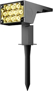 Luminária Spot Solar (2ª Geração) de Longo Alcance Espeto Jardim Externo 12h Refletor Luz Branco Quente Amarelo 3000k LED | 2 Anos Garantia Oversun
