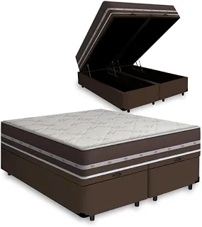 Cama Box Com Baú Queen + Colchão De Molas - Anjos - Classic Superlastic 158cm
