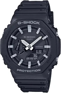 Relógio masculino GA-2100-1AER G-Shock Carbon Core Octagon Series – preto, preto, pulseira., Preto, one size fits all, Alça.
