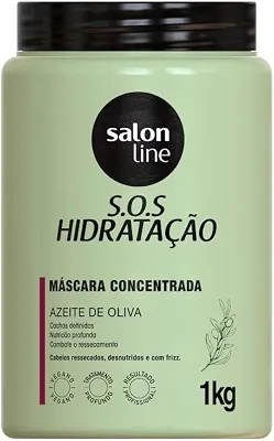 Salon Line, Máscara Capilar, SOS Hidratação, Azeite de Oliva, Vegana - Cabelos Cacheados e Crespos, 1 Kg