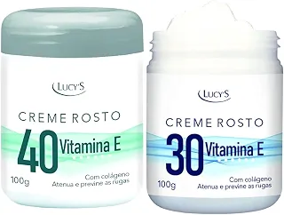 Kit Creme Rosto Antirrugas com Vitamina E e Colágeno, 30 e 40 Anos, 100g Cada.