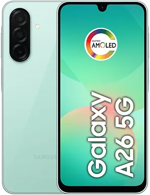 Samsung Celular Galaxy A26 5G 256GB, 8GB RAM, Câmera de 50MP, IP67, Tela Super AMOLED 6.7", NFC (Verde)