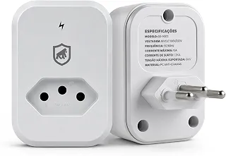 Gshield Protetor contra Surtos Elétricos Anti-Raio de até 1,2 kA Dual Shock com Tecnologia DPS, Fabricado em PC antichamas, Bivolt 10A e LED indicativo, Branco