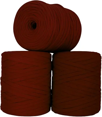 SYMEON Fio de Malha 1kg Ecologico Residual 140m para Crochê Tricô Artesanato (Tons de Bordô)