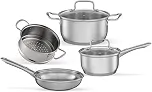 Brinox - Jogo de Panelas Aço Inoxidável Fundo Triplo 4 Peças Jasmin com Indução - Inox