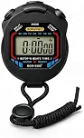Cronômetro Digital com Alarme e Data à Água - Digital de Mão Alta Precisão 1/100s Display Grande com Relógio Data Formato(12h/24h) Ideal para Esportes, Treinos e Competências com Alarme