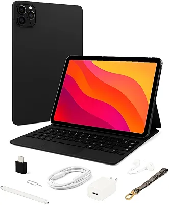 Tablet PC 10.1" / Android 14/8 GB RAM / 128 GB, Bateria 8000mAh, Processador Octa Core, Câmera Traseira 13 MP, Dual Chip, acompanha Capa, Teclado, Caneta, Fones de Ouvido, Mouse