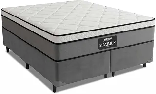 Cama Box Casal Queen Colchão Gazin Maximus Molas Ensacadas 158x198x62cm Linho Grafite/Preto - Suporta até 120Kg por Pessoa