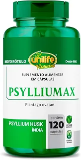 Psyllium Unilife Psylliumax 120 cáspulas embalagem pode variar