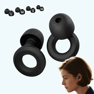 Protetor Auricular para Dormir | Abafador de Ruídos em Silicone Confortável | Tampão de Ouvido Reutilizável Anti Ronco | Plugues Auditivos para Sono Profundo (4 Tamanhos Ponteiras) (Preto, Tamanho único)