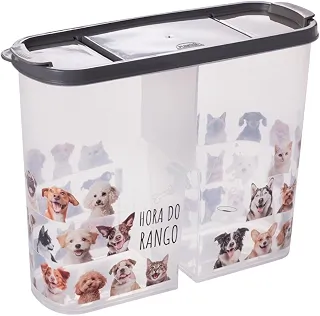 Porta Pote Ração 2,4kg Petisco Tampa Vedada Antiformiga, Plasútil Cor: Cinza