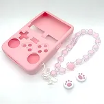 Capa de silicone para console de jogos portátil R36S capa protetora com cordão acessório para presente (rosa)
