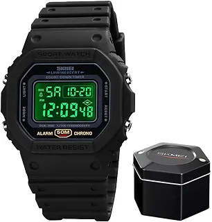 Relógio Masculino Sk 1628 Á Prova D'água 50m Digital Shock Esportivo Retrô Preto