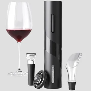 Kit Abridor de Vinho Elétrico 4 Peças | Abridor Automático | Aerador e Cortador de Lacre | Preserva Sabor e Aroma