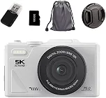 Camera Fotografica 5K com Tela Flip 180°, WiFi, Lente Grande Angular e Macro, 18X, 75MP, Kit Completo com Cartão de 32GB, Leitor e 2 Baterias, Foco Automático para Iniciantes, Jovens e Viagens