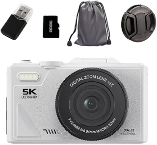 Camera Fotografica 5K com Tela Flip 180°, WiFi, Lente Grande Angular e Macro, 18X, 75MP, Kit Completo com Cartão de 32GB, Leitor e 2 Baterias, Foco Automático para Iniciantes, Jovens e Viagens