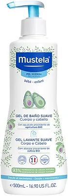 Mustela Gel Lavante Suave 500ml - Sabonete Líquido Corpo e Cabelo Infantil - 93% de Ingredientes de Origem Natural - Seguro Desde o Nascimento