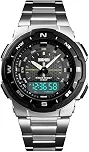 Relógio de pulso masculino de marca, com pulseira de aço inoxidável, mostrador de data, ponteiros luminosos e mecanismo de quartzo Wristwatch