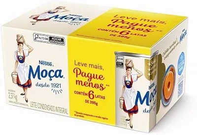 Pack Leite Condensado MOÇA Integral Lata 395g com 6 unidades