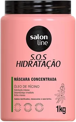 Salon Line, Máscara Capilar, SOS Hidratação, Óleo de Rícino, Vegana - Cabelos Todos os Tipos de Cabelos, 1 Kg