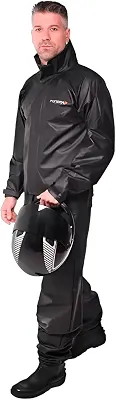 Conjunto Capa de chuva Motoqueiro Tamanho M PVC 0,28mm Combate Com Gola Masculino Preto Pioneira - 2900-M-PRE-M