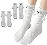 2 pares de meias magnéticas de mãos dadas para mulheres e homens, meias engraçadas, presentes de aniversário para mulheres e homens, melhores amantes