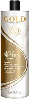 Escova Progressiva Organica Sem Formol Gold luxy Protein Alisamento Capilar Cabelos Lisos 1 Litro Profissional Antifrizz Private Cosméticos
