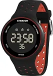 Relógio Digital Unissex com Cronômetro, Alarme, Pulseira de Silicone, Preto e Vermelho, WR100M, Modelo XMPPD624