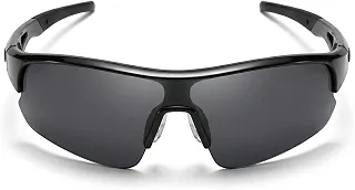 Óculos de Sol Esportivo Masculino UV400 Espelhado Para Corrida Preto ou Preto e Vermelho JustGoFit