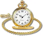 Relógio De Bolso Com Corrente Antigo Vintage Dourado Liso